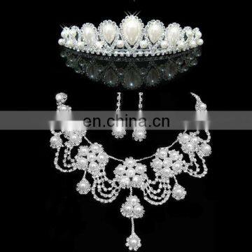 New Come Wedding Accessories jewelry sets Crown Earring and Necklace