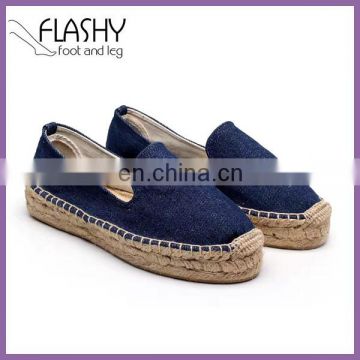 Wholesale washed demin canvas alpargata women slip on shoes