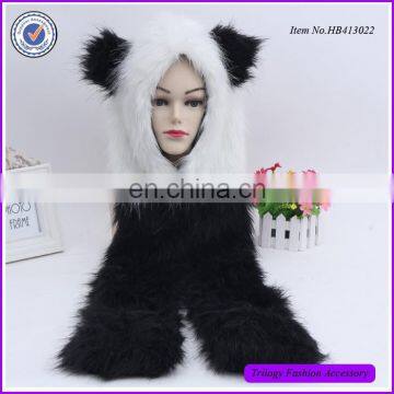 Factory Custom Popular Design Animal Hoods With Ears ,Panda Fur Hoods