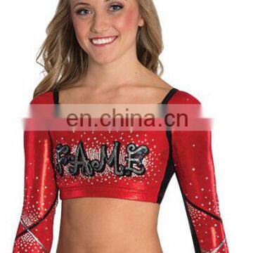 Customized Lattice Sleeve Portrait Neck Cheer Crop Top cheerleading uniforms
