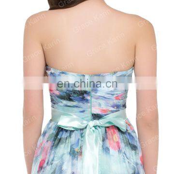 GK Flower Pattern Strapless Chiffon Long Printed Flora Prom Dress 8 Size US 2~16 GK000004 photo-5