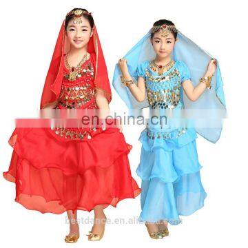 BestDance indian belly dance costume set girls bellydance costume set tops, belt and 3 layers skirts OEM