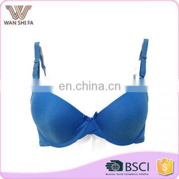 Smooth surface simple design cheap price double-breasted blue spandex girls bra