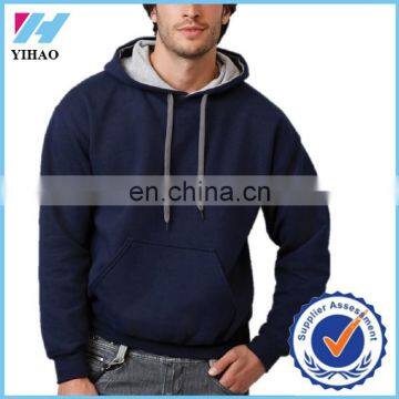 Yihao 2015 latest fashion custom men hoodies wholesale heavy blend contrast pullover hoodies