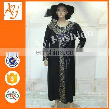 Muslim Clothing skillful manufacture lace high end neck iron bead abaya