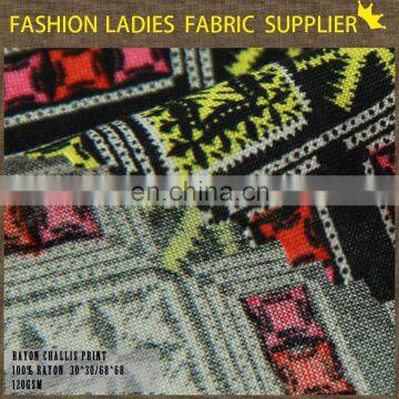 Casual Design Suppliers Pajamas Making Fabric Rayon Printed Challis Fabric photo-2