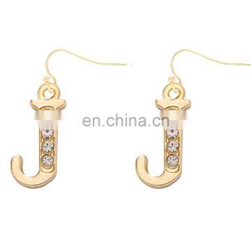 Custom high quality gold pleated simple design j shaped earrings For sale