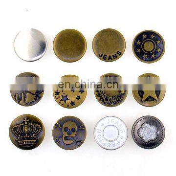 Fashion 17mm Bronze Metal Jeans Button Shank Button For Garment Pants