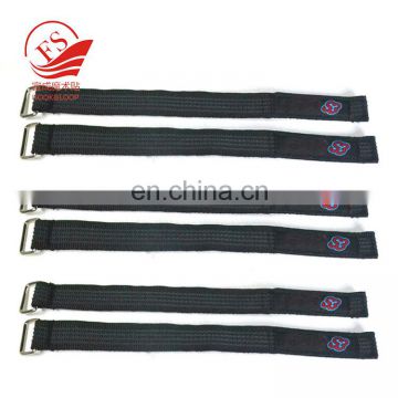 Logo embroidery rubber Non slipping battery strap with hook and loop fastener