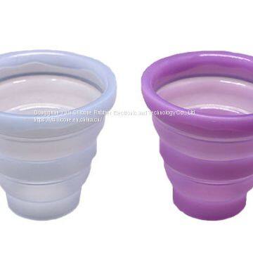 Dongguan HOT sell travel FDA silicone foldable cup with handset by factory ,foldable cup,collapsible