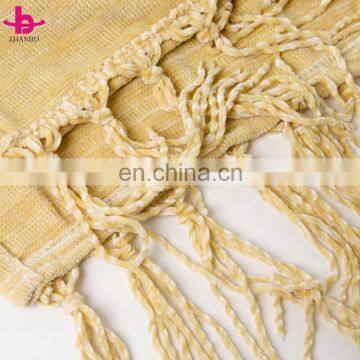 Custom Thread Knitted Super Soft Chenille Chunky Throw Blanket With Tassel For Travel photo-5