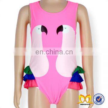 Baby Girls Pink Chubby Eagle Three Layers Ruffle Design Swimwear Wholesale Cute Toddler Swimsuit