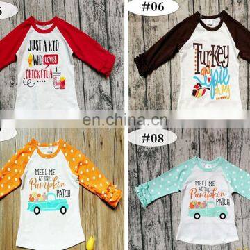 Unicorn Christmas Kids Cotton ICING Raglan Tshirt Baby Red Ruffle Sleeves White Tops Baby Unicorn Shirts 20styles photo-3