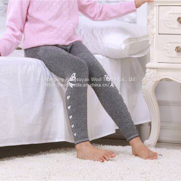 Hot Popular Jacquard Lovely Cartoon Bow Children Girl Gray Color Cotton Comfortable Sports Footless Tights