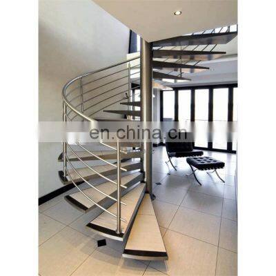 CBMMART Indoor Custom Stainless Steel Glass Spiral Staircases