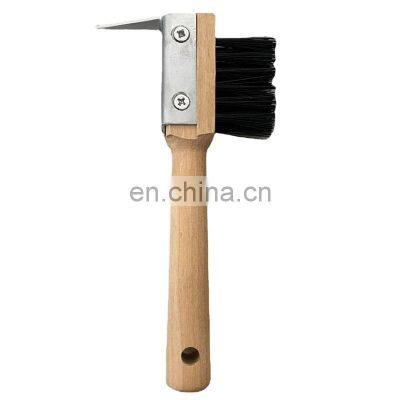 New Metal Equipment Hook Cleaning Tool Long Handle Shoe Wooden Horse Hair Body Brush photo-2