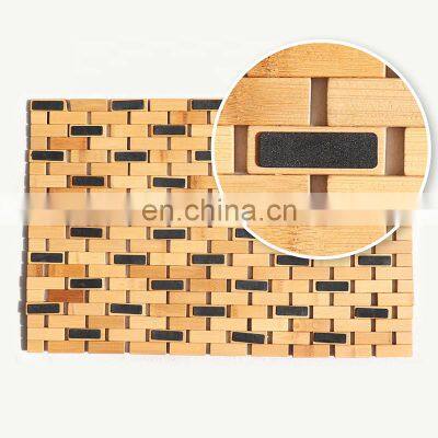 Environmentally Friendly Bamboo Mat Non-slip Rectangular Folding Bathroom Floor Mat photo-4