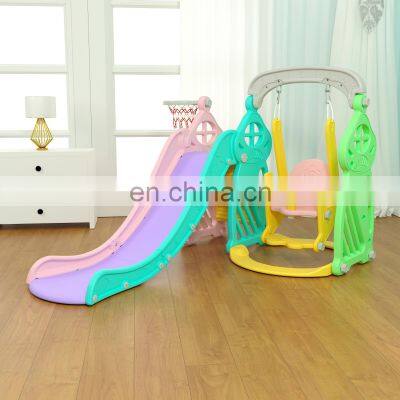 Kindergarten plastic swing boy indoor combination plastic slide and swing set indoor playground equipment for kids