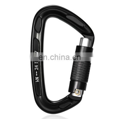 JRSGS Wholesale 24KN Outdoor Carabiner Customized Logo and Color D Shape Climbing Snap Hook Avation Aluminum Carabiner S7101TN