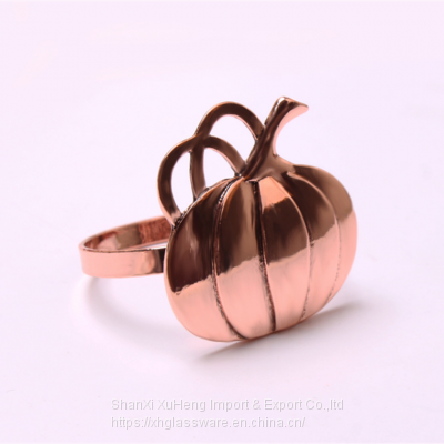 Customized Halloween Table Accessories Bronze Pumpkin Napkin Ring photo-4