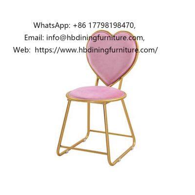 Internet celebrity heart-shaped backrest and wire leg velvet dining chair