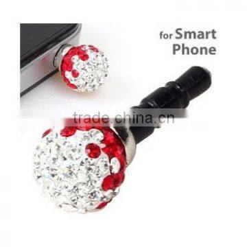 3.5mm Rhinestone Dust Plug Shamballa Ball for Iphone4/5 photo-3