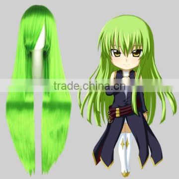 High Quality 100cm Long Straight CODE GEASS Green Synthetic Anime Wig Cosplay Hair Wig Party Wig