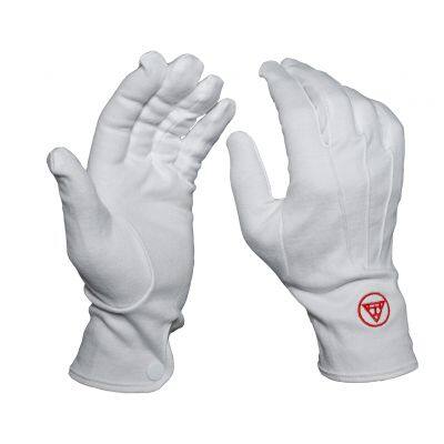 White Cotton Masonic/freemason Glove Custom Made Embroider Logo Glove