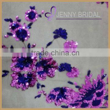 TR012C Fancy Purple Sheer Embroidery Organza Table Runner for Round Tables photo-3