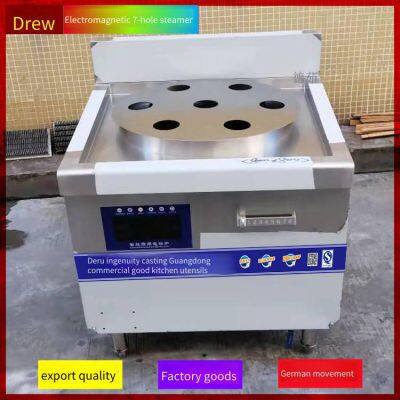 Deru Commercial Electromagnetic Double-head Seven-star Steamer for Buns and Mantou, Gas Steamer for Dim Sum in Tea Houses photo-3