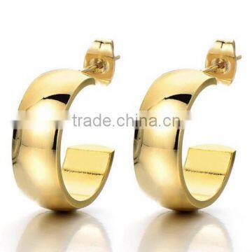 Pair Gold Half Open Hoop Huggie Hinged Earrings for Girls and Women