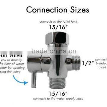 T-adapter With Shut-off Valve and 3-way Tee Connector and Chrome Finish photo-2
