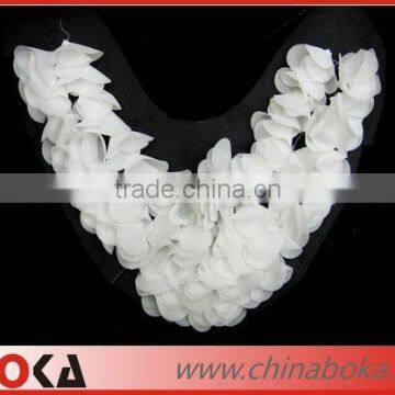 chiffon flower petals collar motif, petal chiffon neckline