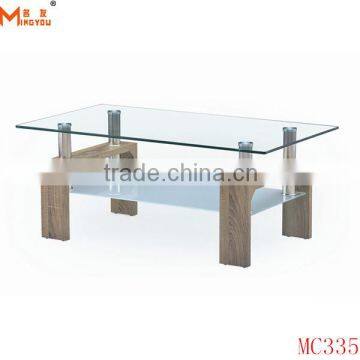 hot sale model cheap MDF base glass top coffee table