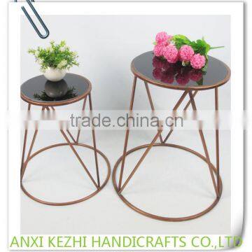 KZ160239 Luxury Set 2 Metal Indoor Marble Top Plant/Pot/Flower Stand