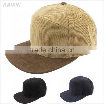 Custom Vintage Blank Plain Suede Flat Bill Brim 5 Panel Corduroy Snapback Camper Cap Hats Quality Choice photo-4