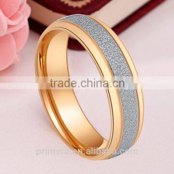 Wholesale Frosted Matte Stainless Steel Couple Ring 18k Gold Plated Wedding New Design Finger Ring photo-2