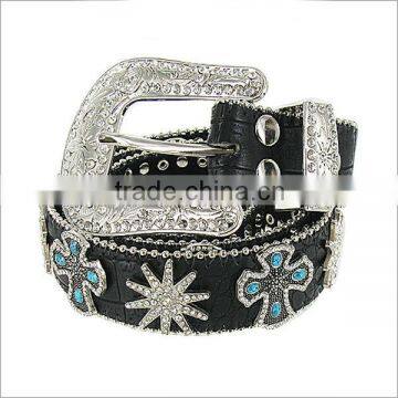 Shiny Crystal Leather Fashion Belt