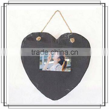 Heart shape hange with rope craft slate picture frame