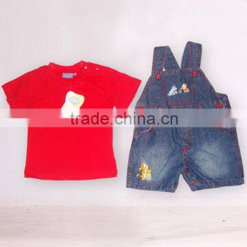 2016 New Style Summer Boy Baby Wholesale Casual Suit Fashion Short Sleeve T-shirt and Overalls Children Kids Clothing Set photo-3