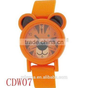 Analogue Kids Orange Tiger Design children silicon slap watch promotional gift set