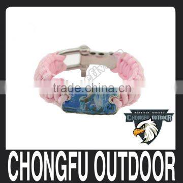 2016 girls christmas paracord braacelet with logo charm wholesale