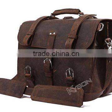 Vintage style genuine executive leather briefcase men