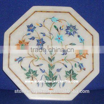 Octagonal Lapiz Lazuli Marble Inlay Plate Pietra Dura Plate