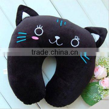 High quality custom plush soft black cat shape neck pillow