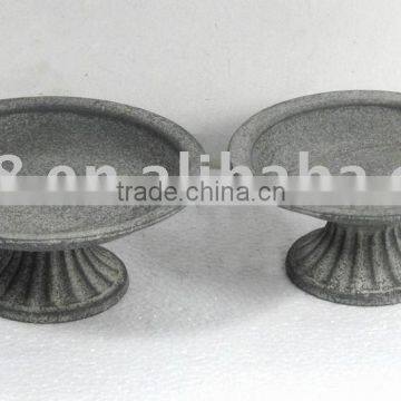 S/2 Round Metal Bowl w/Antique Grey