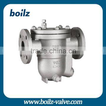 Flange ending lever floating water flow trap valve