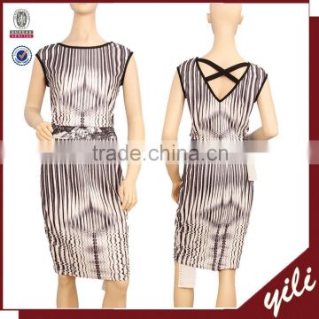 2016 stripe digital print women sleeveless dress suit