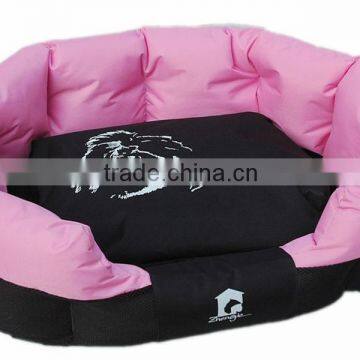 High quality waterproof 600D oxford fabric dog bed / oval shape pet sleeping nest pink color