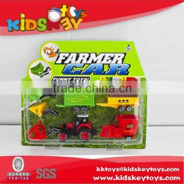 Pull back die cast metal farmer tractor mini pickup truck farm truck